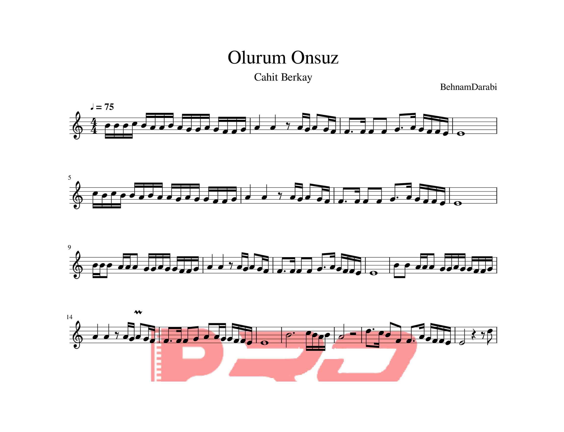 نت سنتور Olurum Onsuz Cahit Berkay
